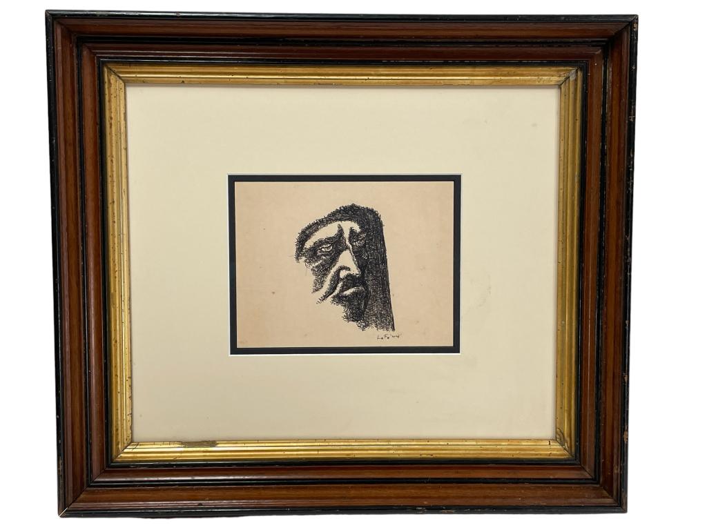 VINTAGE 1944 INK DRAWING SIGNE LO FE 21" (1 of 6)
