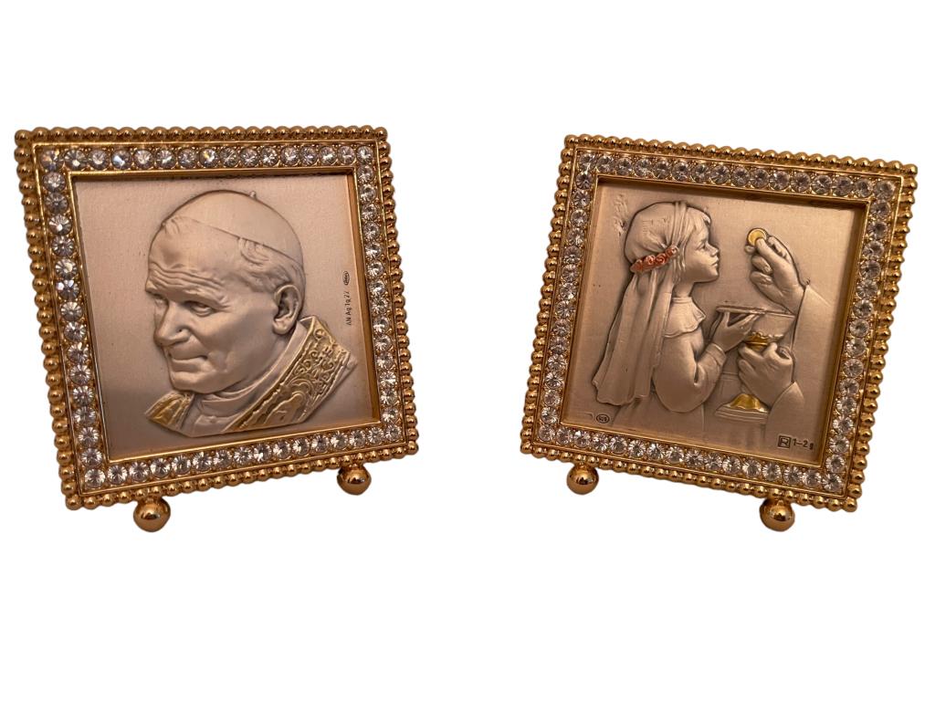 PAIR OF STERLING SILVER FRAMED RELIGIOUS ART (1 of 2)