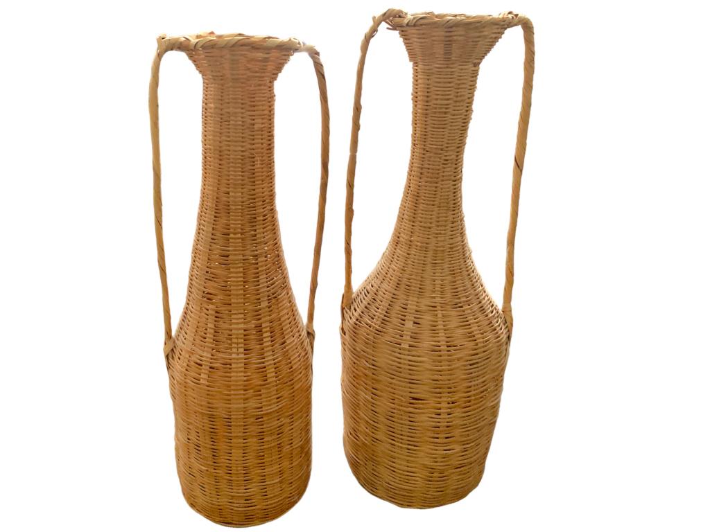 VTG PAIR OF TALL WICKER VASES 37": VTG PAIR OF TALL WICKER VASES -SET OF 2 WOVEN VASESSIZE: 12"D X 37"TJR ANNEX 03/29