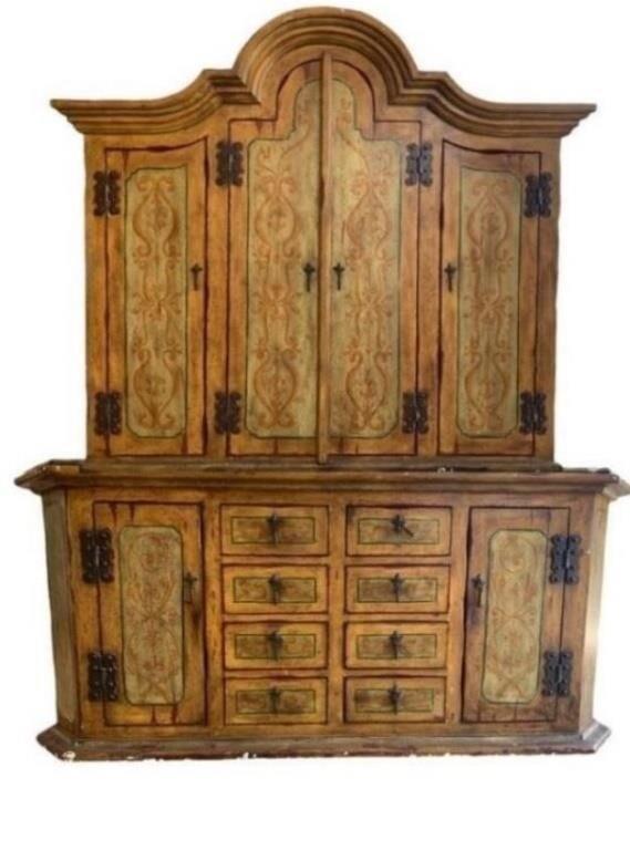 VINTAGE FRENCH COUNTRY STYLE SIDEBOARD HUTCH 77" (1 of 3)