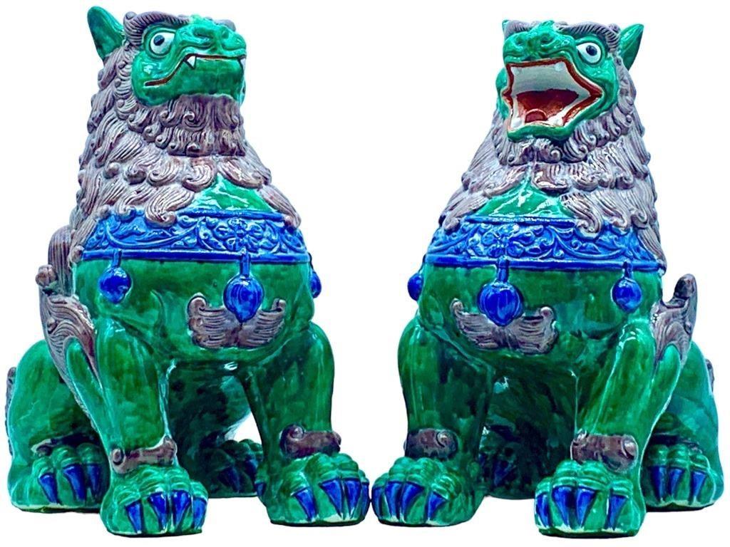 VTG PAIR  CHINESE FOO DOGS 14.5" APPROX (1 of 8)