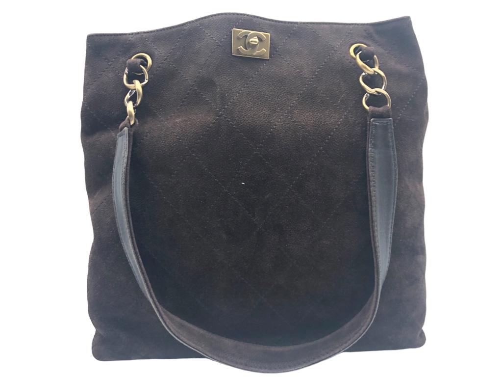 CHANEL CC DARK BROWN QUILTED LEATHER SHOPPING TOTE (1 of 3)