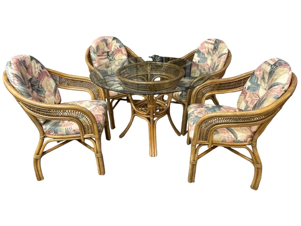 VTG MID MOD BAMBOO RATTAN DINING TABLE & CHAIR SET (1 of 10)