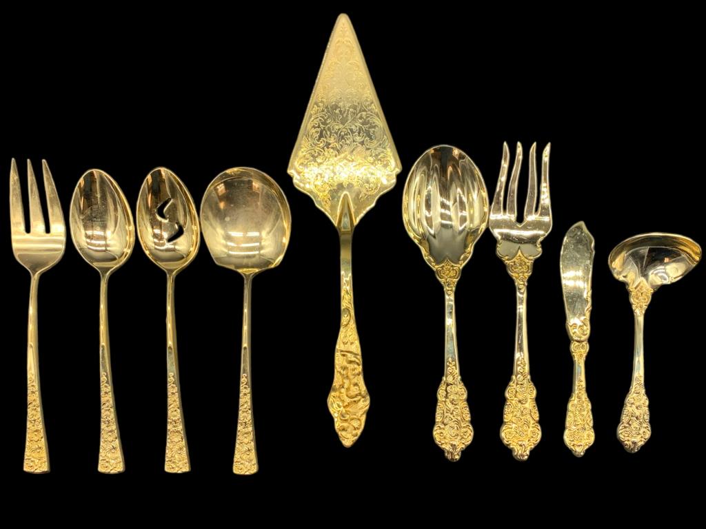 F.B. ROGERS FRENCH ROSE SERVING UTENSILS (9) (1 of 2)