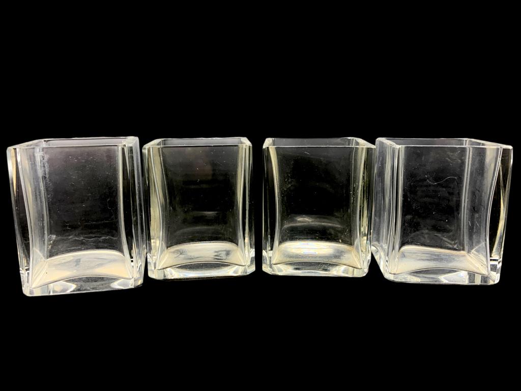 BACCARAT CRYSTAL SUGAR CADDIES (4) 2": -BACCARAT CRYSTAL SUGAR CADDIES (4) -VERY GOOD CONDITION -NO CHIPS OR CRACKS -STAMPED BACCARAT ON THE BOTTOM OF EACH-SIZE: 1.5" X 1.5" X 2"-JR BTQ GLS CSE 04/04