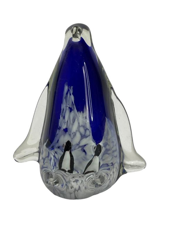 MURANO STYLE PENGUIN PAPERWEIGHT SCULPTURE 5" (1 of 5)