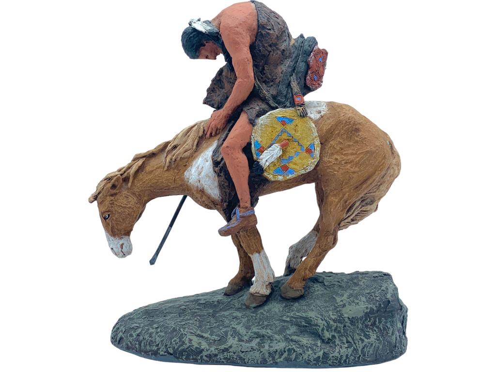 DANIEL MANFORT SIGNED END OF THE TRAIL SCULPTURE: -DANIEL MANFORT END OF THE TRAIL SCULPTURESIZE: 10" X 11.5"SIGNED ON THE BASEJR BTQ 04/03