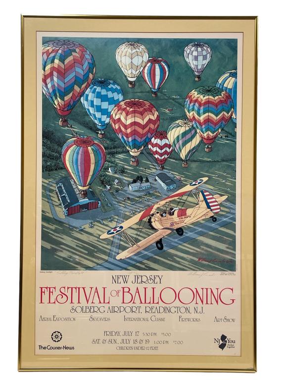 VTG NEW JERSEY BALLOON FESTIVAL SIGNED PRINT 36" (1 of 6)
