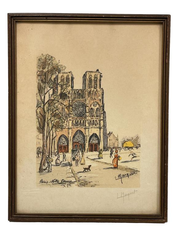 MARQUET PARIS NOTRE DAME PENCIL SIGNED PRINT 14" (1 of 4)