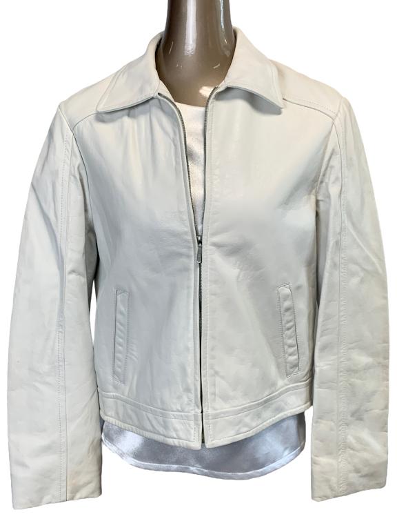 VTG ANN KLEIN NAPPA LEATHER JACKET SZ 6 (1 of 3)