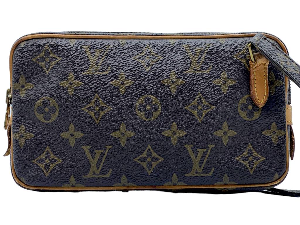 LOUIS VUITTON MONOGRAMMED MARLY BANDOULIERE: LOUIS VUITTON MARLY BANDOULIERE -BROWN COATED CANVAS- 883TH (MAR 1988)- D4-ALL BAGS HAVE BEEN AUTHENTICATED. AAW0198-22*12*4cm