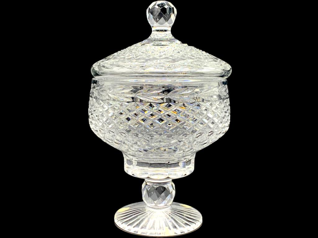 TYRONE CRYSTAL DIAMOND CUT CANDY BOWL & LID (13") (1 of 5)