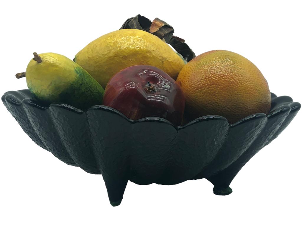 RARE MID-CENTURY FRENCH BLACK GLASS FRUIT PLATTER (1 of 4)