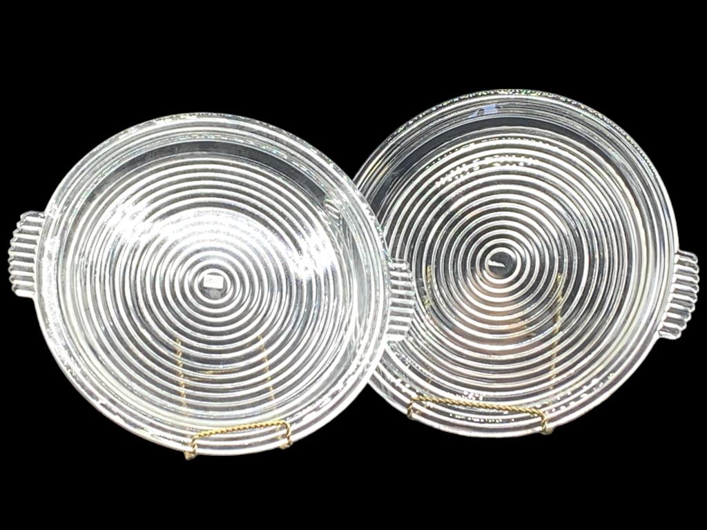 VTG ANCHOR HOCKING ART DECO RELISH TRAYS (2) 14" (1 of 4)