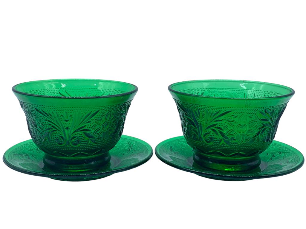 VTG ANCHOR HOCKING CUSTARD CUPS & SAUCERS (2) (1 of 4)