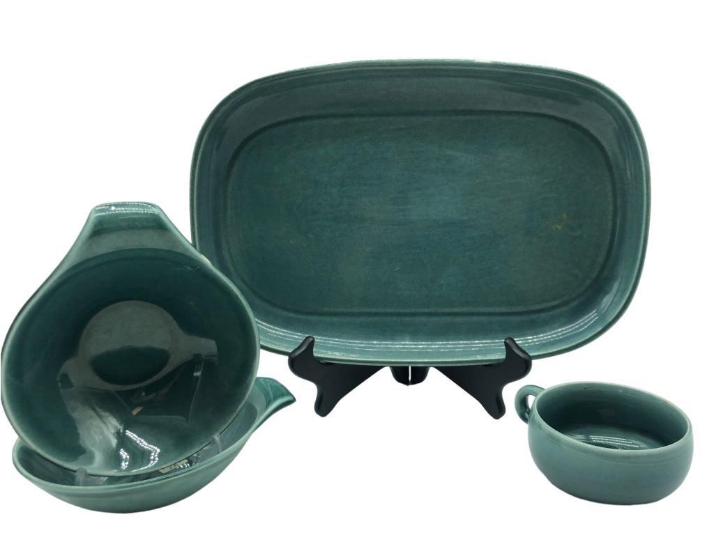 VTG RUSSEL WRIGHT STEUBENVILLE COLLECTION (4): VTG RUSSEL WRIGHT STEUBENVILLE COLLECTION - 1 TEA CUP- 2 BOWLS- 1 SERVING PLATTER-4 PIECE COLLECTION JR ANNEX BLU RM RL 04/06