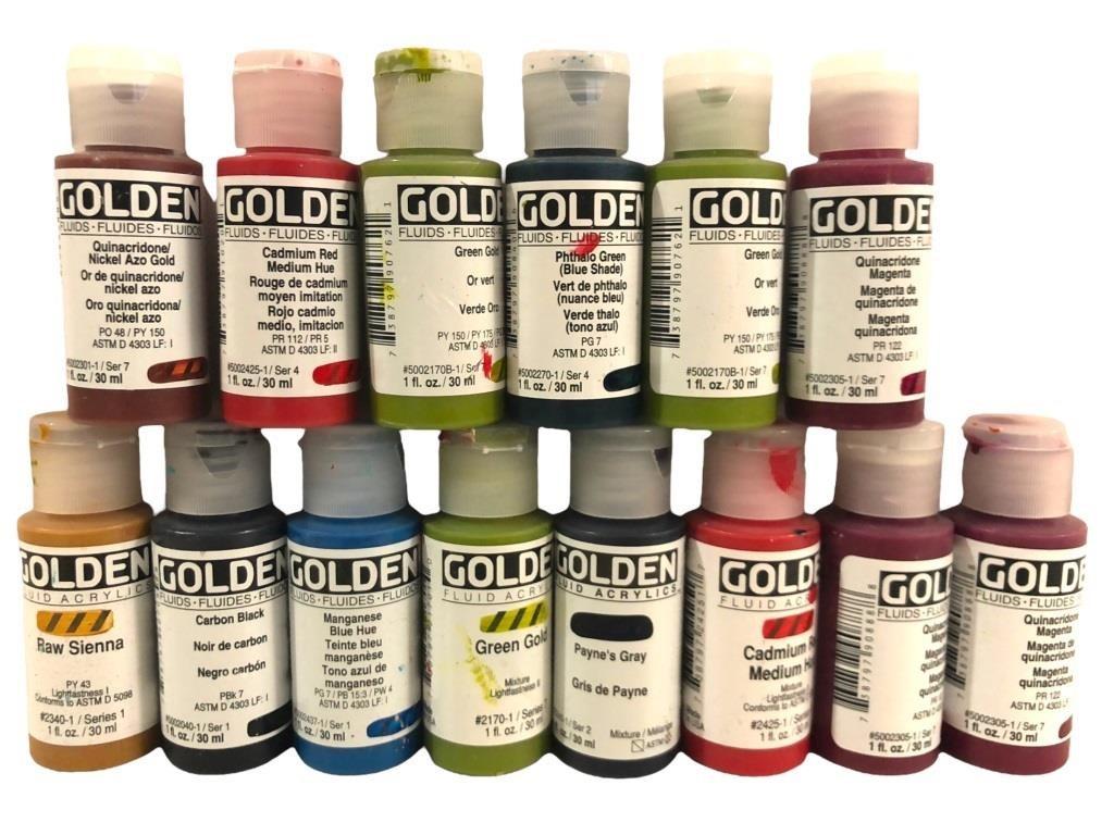 14 GOLDEN ACRYLIC PAINTS ASSORTED COLORS (1 of 2)