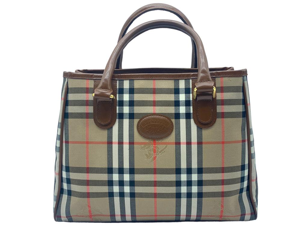 BURBERRY BEIGE & BROWN CANVAS MEDIUM TOTE (1 of 3)