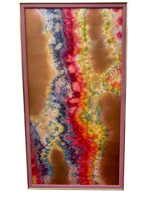 MONUMENTAL COLORFUL ABSTRACT SILK PAINTING 92.5" (1 of 6)
