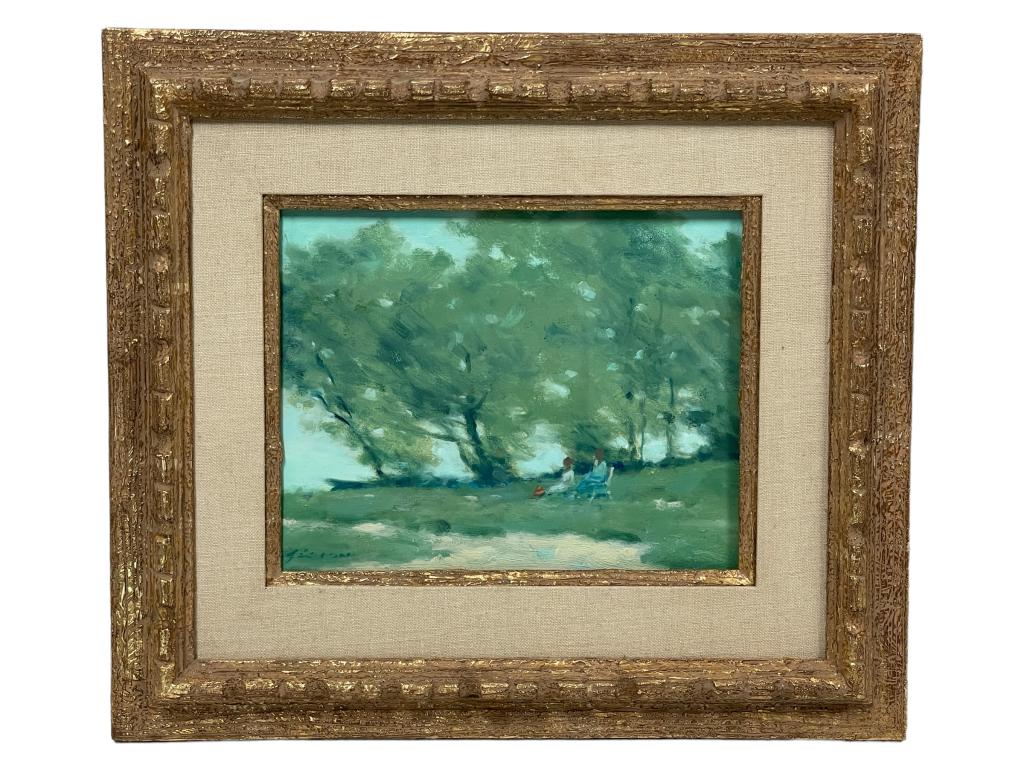 ANDRE GISSON GARDEN SCENE OIL PAINTING 10" (1 of 6)