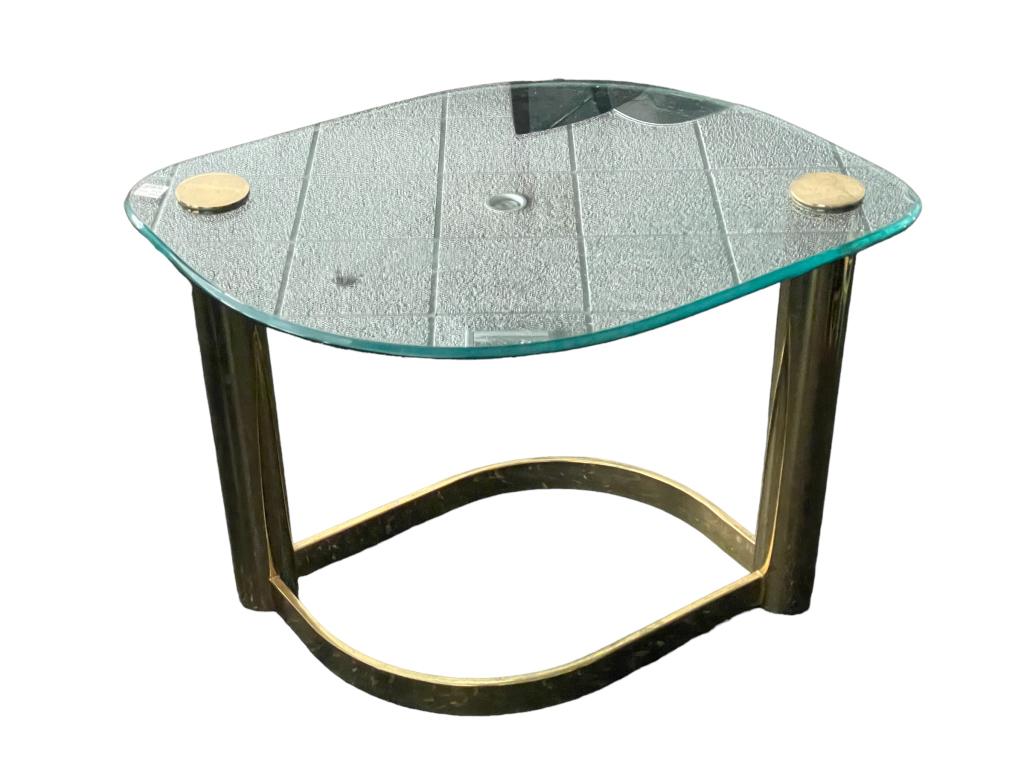 MID MOD BRASS & GLASS SIDE TABLE (1 of 7)