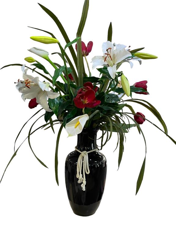 LARGE FAUX FLOWER ARRANGEMENT TABLE CENTERPIECE (1 of 6)