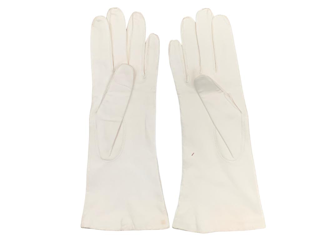 WHITE LEATHER GLOVES SZ 7 (1 of 2)