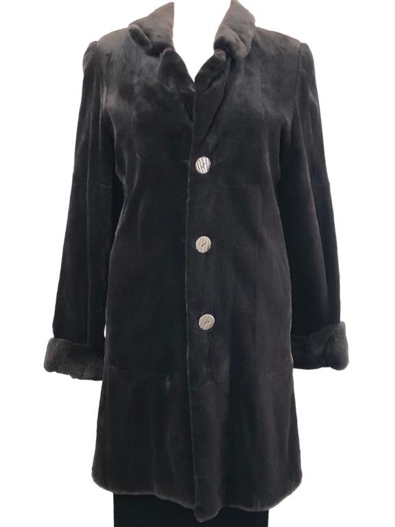 SHEARED CHOCOLATE BROWN MINK COAT (1 of 3)