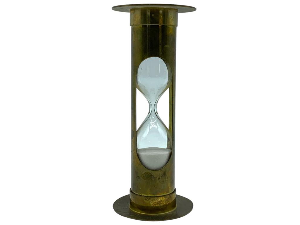 VTG BRASS GLASS & SAND HOURGLASS TIMER 6.5" (1 of 4)