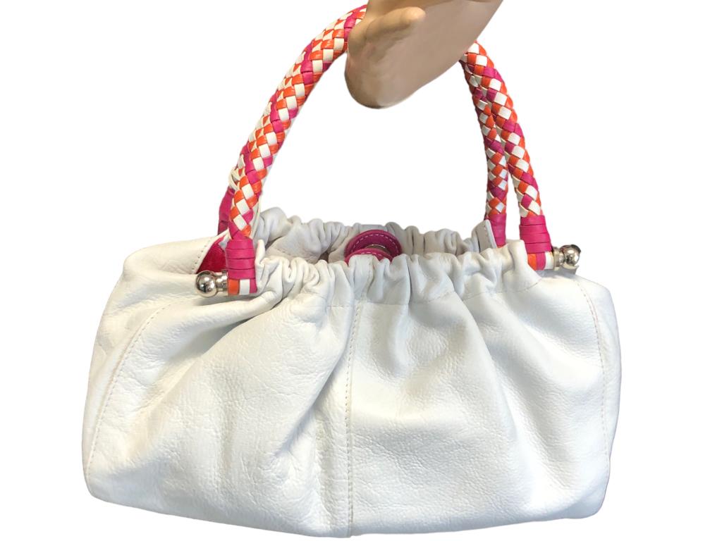 ELLIOTT LUCCA WHITE PEBBLED LEATHER WOMENS HANDBAG (1 of 5)