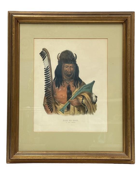 KISH KE KOSH INDIAN CHIEF LITHOGRAPH PRINT 25.5" (1 of 4)