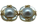 18K GOLD MABE PEARL MOTHER OF PEARL EARRINGS 18g