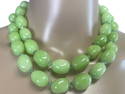 LIME GREEN JADE BEAD CRYSTAL STERLING NECKLACE