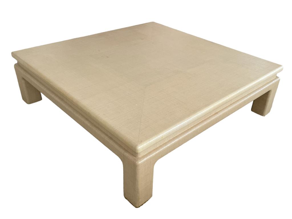 HARRISON VAN HORN GRASS CLOTH COFFEE TABLE 60" (1 of 7)
