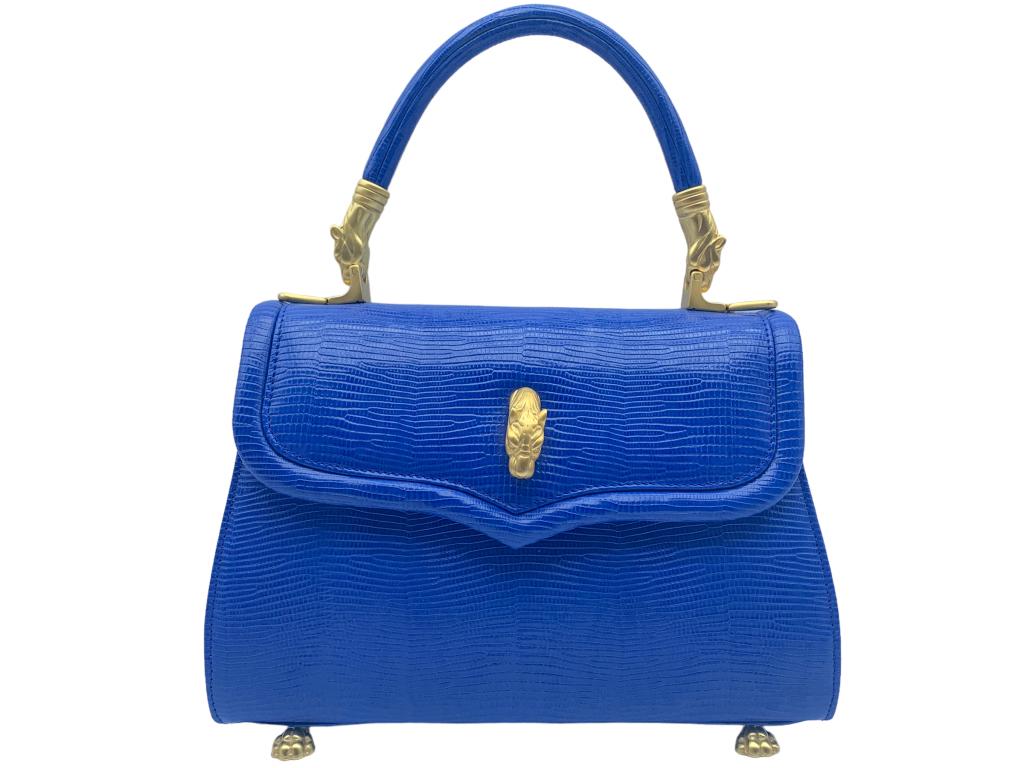 NEW! LALO ELECTRIC BLUE BIDENTE ITALIAN LEATHER HANDBAG (1 of 5)