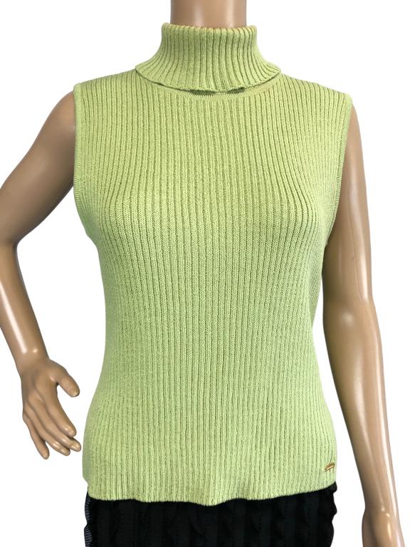 ST JOHN GREEN SLEEVELESS KNIT TURTLENECK SZ L (1 of 4)
