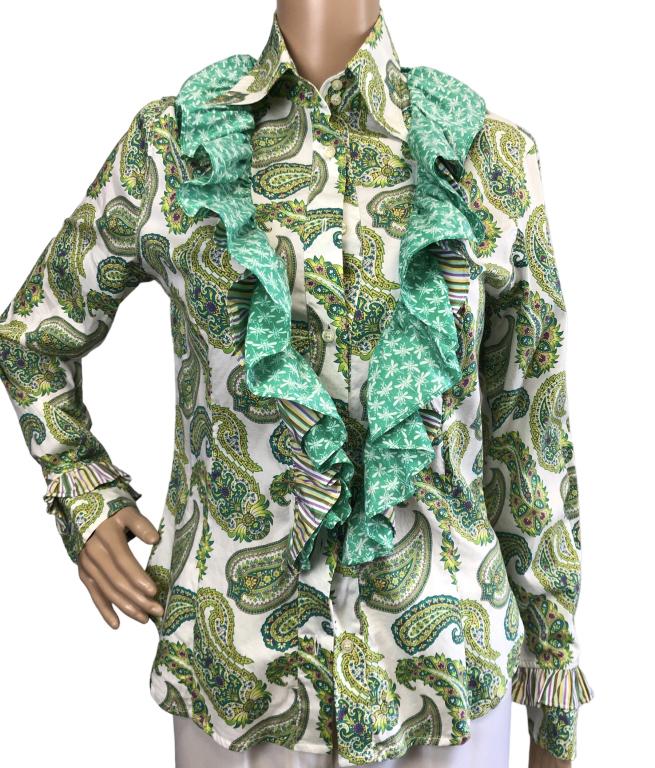 ETRO MILANO PAISLEY PRINT MOCK NECK BLOUSE SZ 42 (1 of 2)