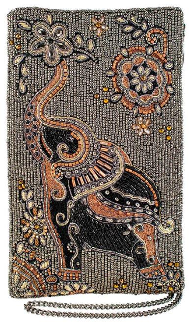 NEW MARY FRANCES ELEGANT ELEPHANT CROSSBODY: NEW MARY FRANCES ELEGANT ELEPHANT CROSSBODY-4.75 X 7.75-STRAP LENGTH 51"-STRAP DROP 24"-REMOVABLE CROSSBODY CHAIN STRAP, TOP COMPARTMENT, SIDE ZIPPER, FITS CELL PHONE