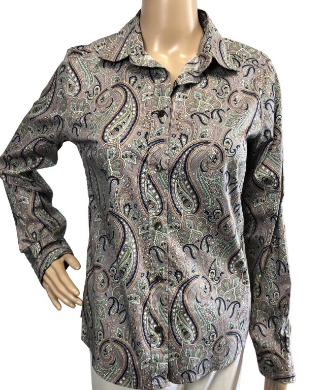 ETRO PAISLEY LONG SLEEVE BUTTON UP TOP SZ 40: ETRO PAISLEY LONG SLEEVE BUTTON UP TOP -SIZE 40-GOOD PREOWNED CONDITION BTQ RACK