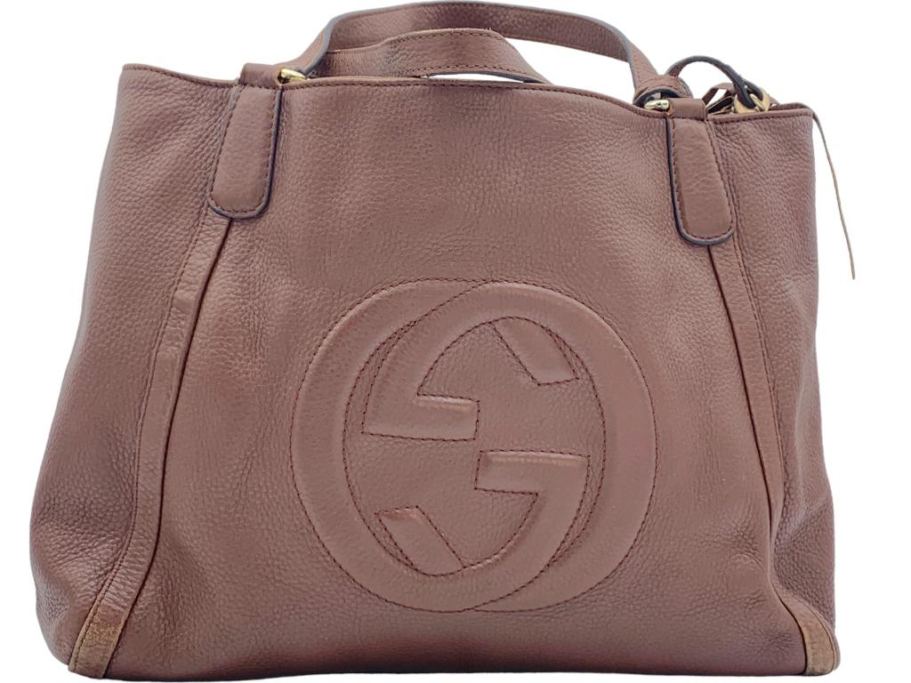 GUCCI SOHO 2WAY BROWN LEATHER HANDBAG 14" (1 of 5)