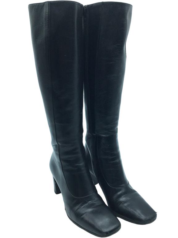 STIVIERA HIGHT RISE BLACK LEATHER BOOT SZ: 7.5: -STIVIERA HIGHT RISE BLACK LEATHER BOOT-SIZE: 7.5"-GOOD PREOWNED CONDITION BTQ 04/21