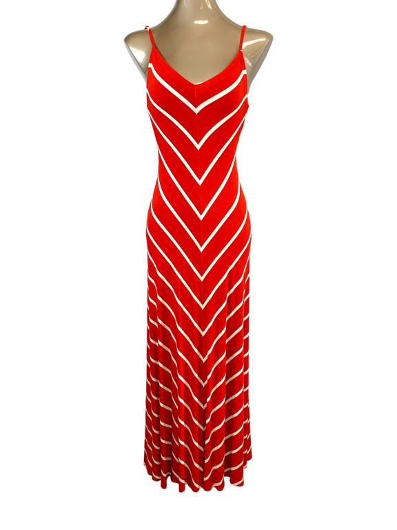 MMATTY M RED & WHITE STRIPED MAXI DRESS SZ S (1 of 3)