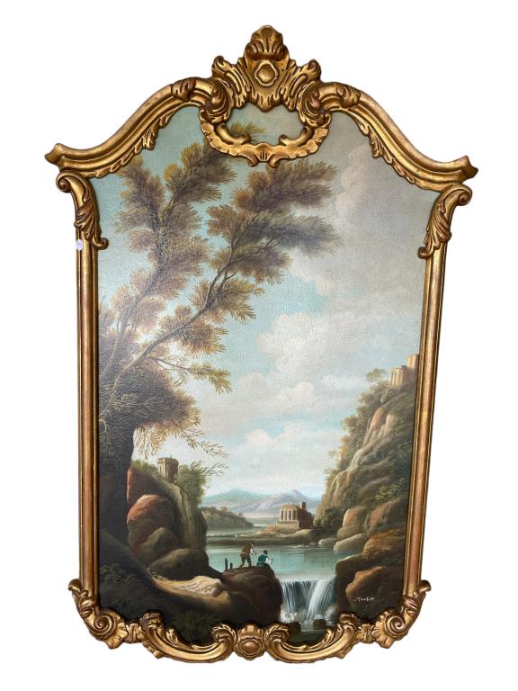 VINTAGE ITALIAN PAINTING WALL PLAQUE ART 46" (1 of 5)
