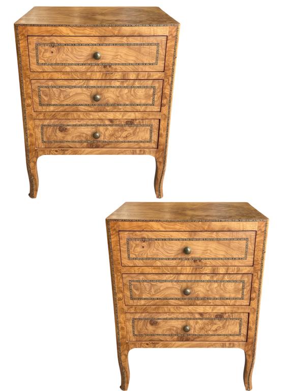 PAIR OF BURLWOOD STYLE NIGHTSTAND DRESSERS 30" (1 of 8)
