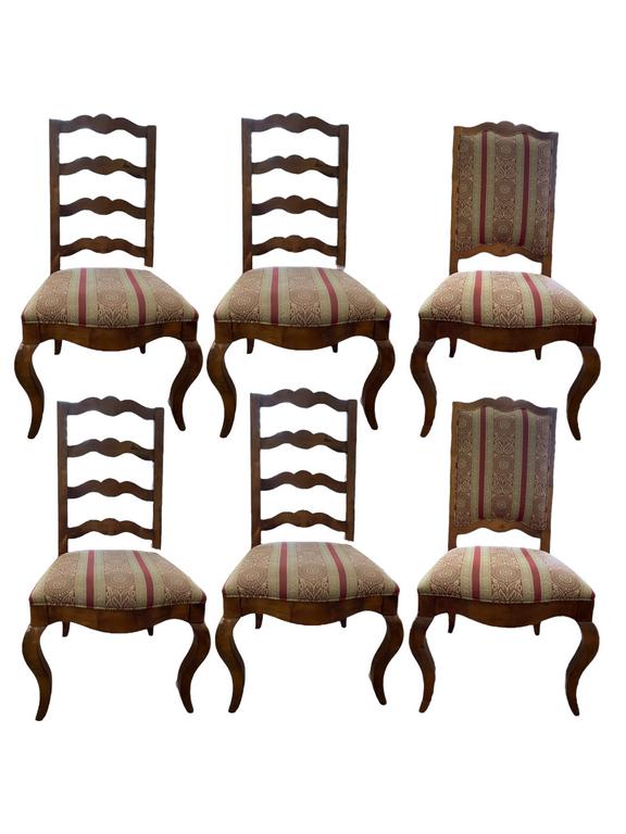 6 COUNTRY FRENCH STYLE LADDERBACK DINING CHAIRS (1 of 8)