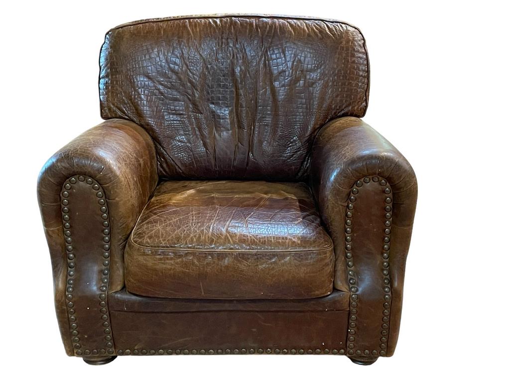 VINTAGE ALLIGATOR LEATHER CLUB SIDE CHAIR 35" (1 of 11)