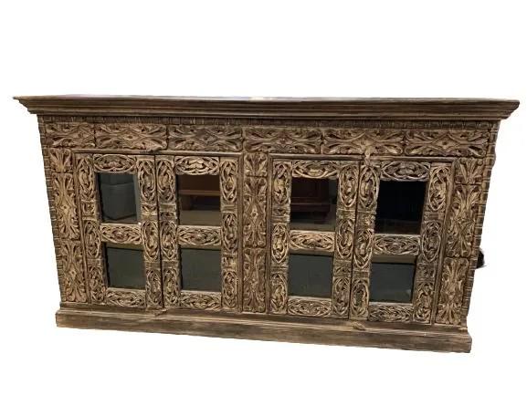 ANTIQUE STYLE SIDEBOARD CABINET W GLASS DOORS (1 of 6)