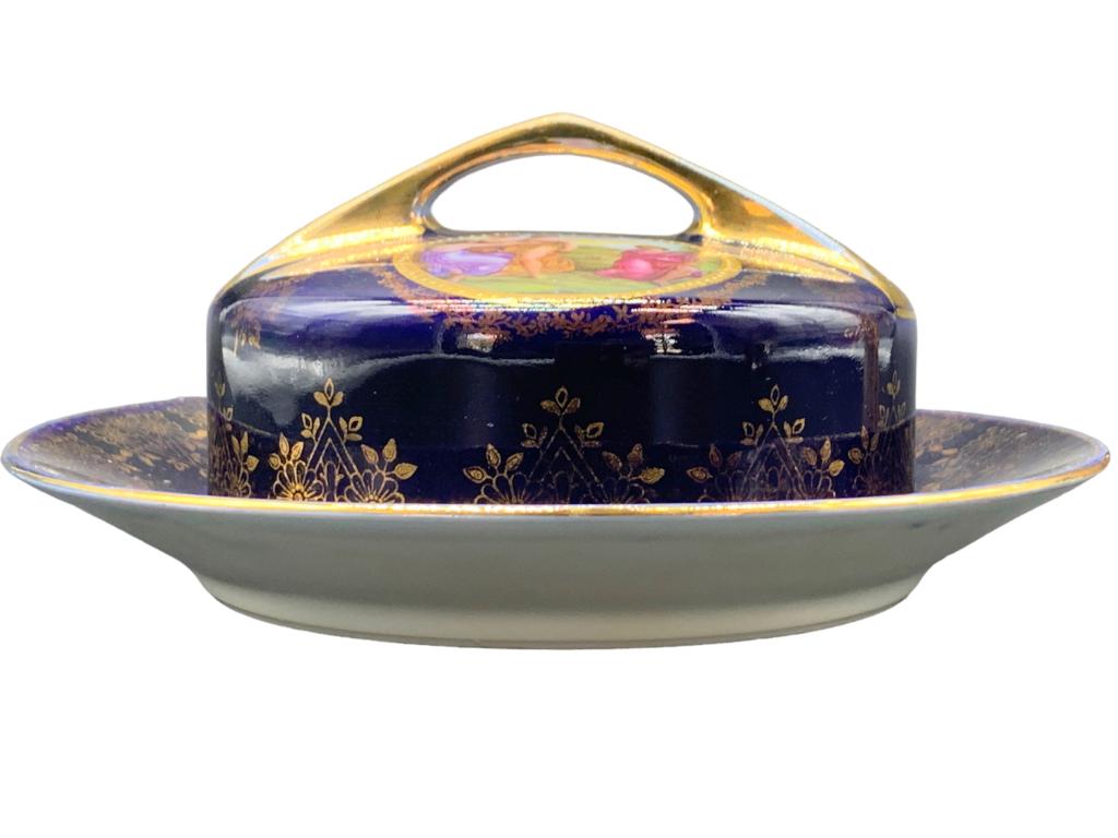 ROYAL VIENNA COBALT BLUE COVERED BUTTER DISH 8" (1 of 8)