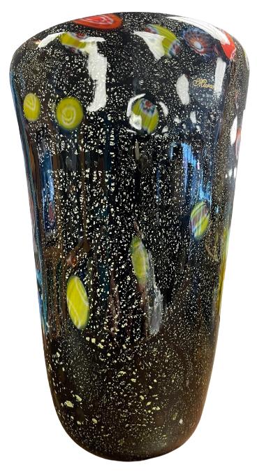 MURANO GLASS - BLACK FLOWER VASE (1 of 2)