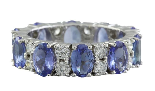 6.94 CTW TANZANITE 18K WHITE GOLD DIAMOND RING (1 of 7)